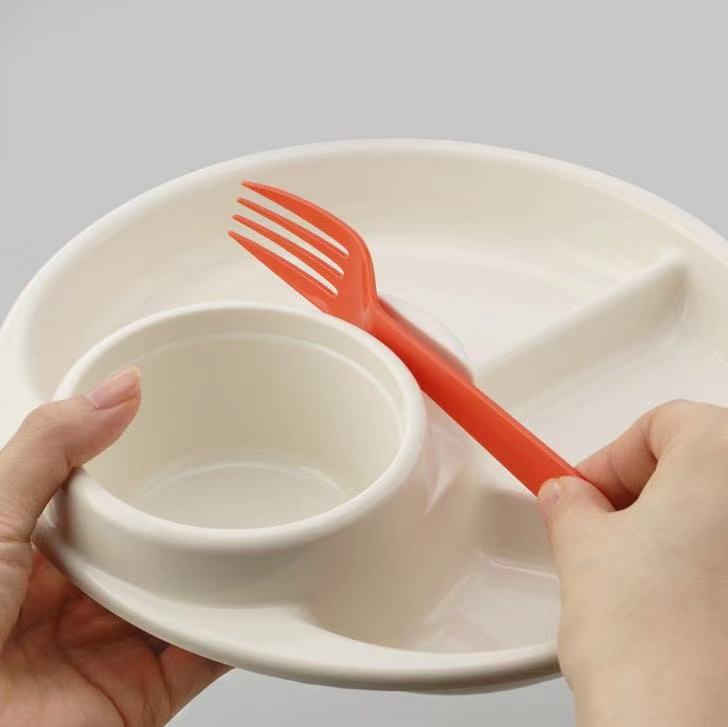Re-Play Verdeeld Plaat Barbecue Snacks Lade Kids Servies Gerechten Veilig Pp Ronde 4 Suctions Gescheiden Voedsel