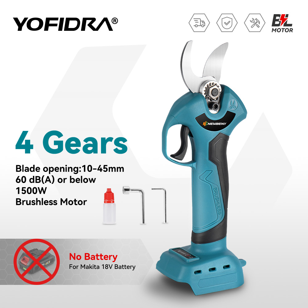 Makita – sécateur électrique sans balais, 45mm, 4 vitesses, sans fil, portable, pour verger, arbustes, Branches d'arbre, batterie 18V