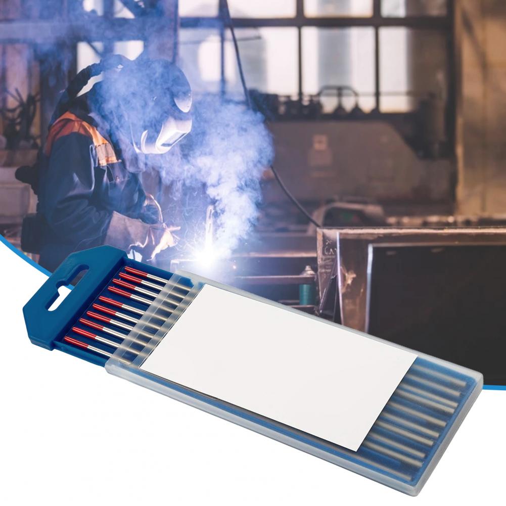 10Pcs 1.6-3.2mm Tungsten Electrodes Wear-resistant Stable Welding Red Thoriated TIG Welding Tungsten Electrodes Rod