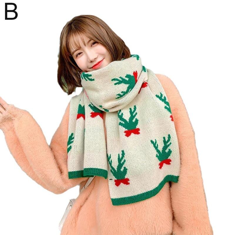 Kerst Patroon Lange Sjaal Breien Winter Warm Fringe Rode Cashmeres Zwarte Mannen Sjaals Womens Kleuren Geborduurde Neckerch C8U4: B