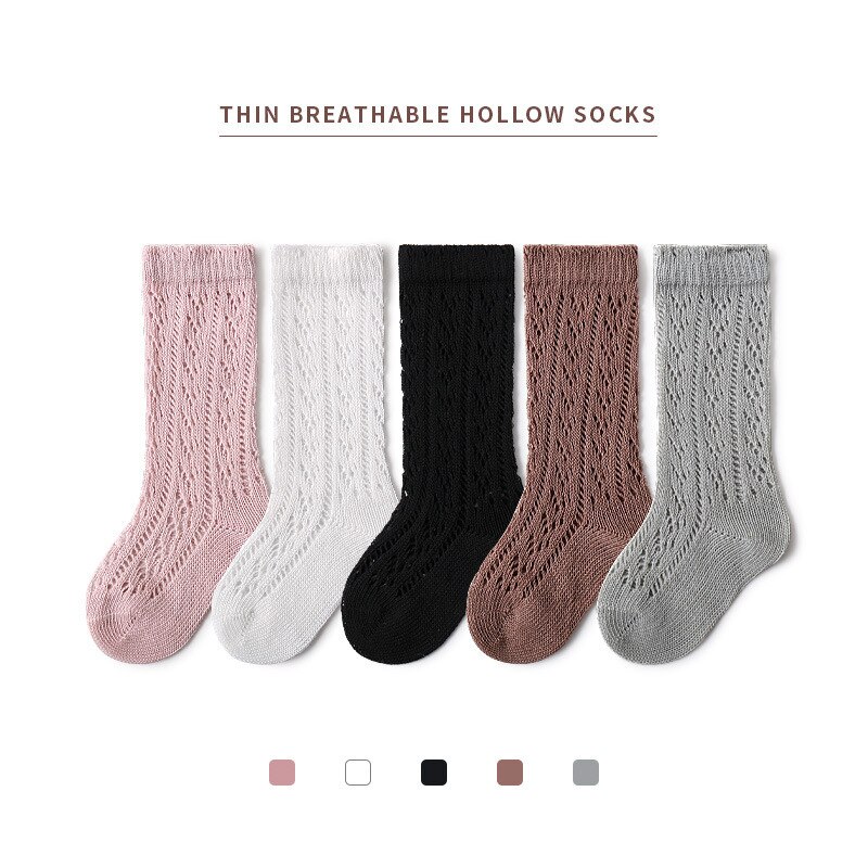 Chaussettes hautes en maille pour bébé fille, couleur unie, ajouré, longues, respirantes, pour enfant en bas âge de 1 à 3 ans