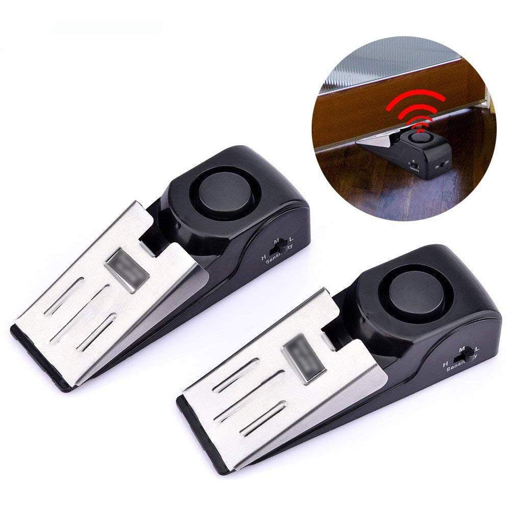 120DB Mini Wireless Vibration Alarm Door Stop Alarm For Home Wedge Shaped Stopper Alert Security System Block Blocking System