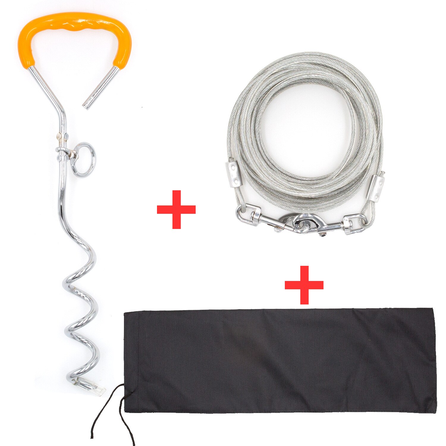 Steel Basics Tie-Out Cable and Fixed Pile Sets for Dogs Outdoor Thick Steel Wire Rope Belt for Large Dogs Training Chain Leashes: Yellow / 6mm X 5M