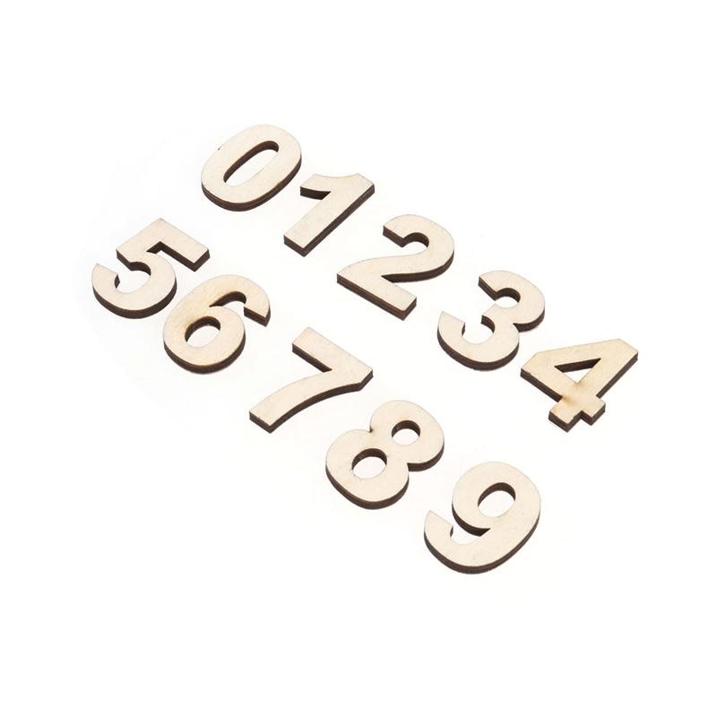 Set of 10 Wooden Number Prop Wood Craft Number 0-9 Self-paste Boxwood