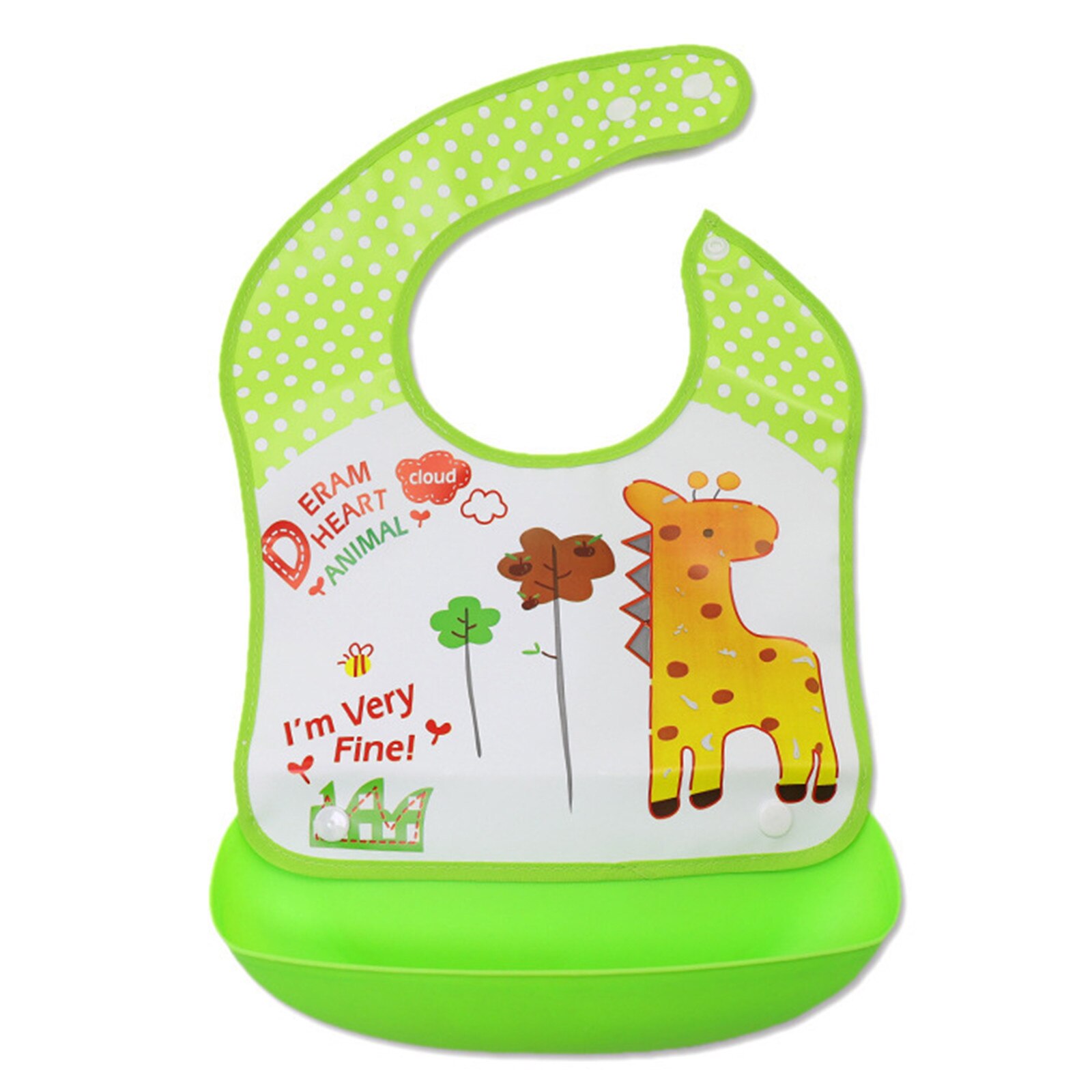 Baby Bib Adjustable Silicone Ssaliva Towel Reusable And Washable Cartoon Bibs With Silicone Food Catcher Children Bib: A