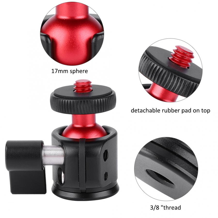 Testa del treppiede VBESTLIFE Del Metallo Da 360 Gradi Girevole mini Testa A Sfera 1/4 "Vite di Montaggio per la Macchina Fotografica DSLR Luce di Riempimento del giunto cardanico testa Camera