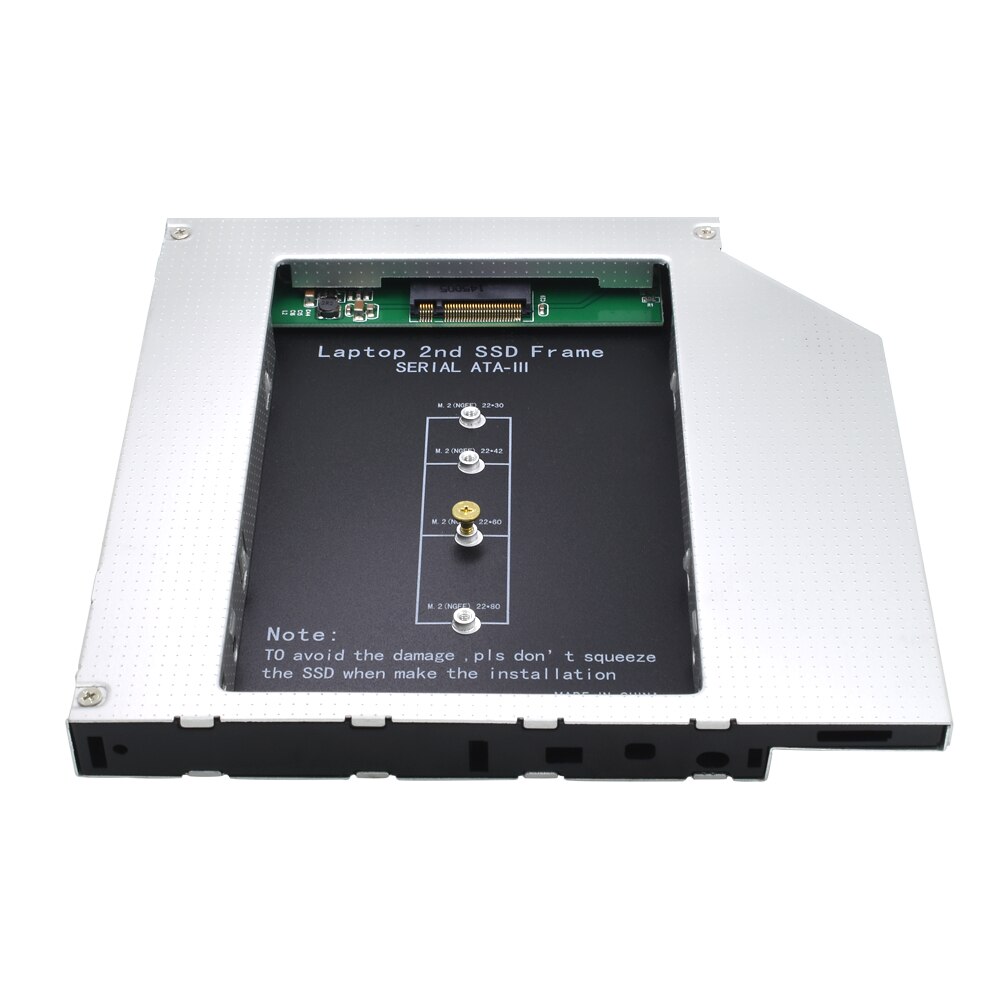 Tishric caddie 12.7mm adapter dvd harddisk kabinett optibay adapter harddisk aluminiumslegering foring til  m2 ngff