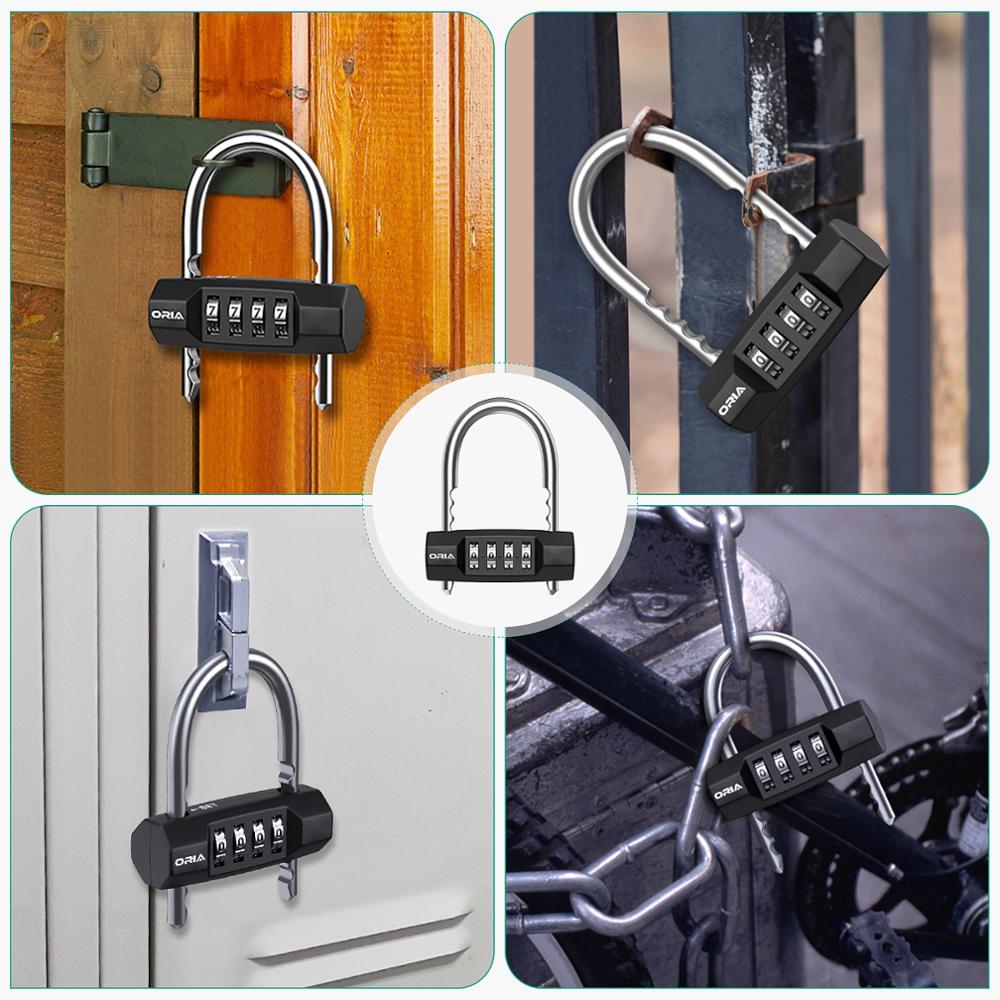 Multifunctional U-Shape Security Padlock Combination 4 Digit Locker Luggage Cabinet Lock Toolbox Door Door Padlock