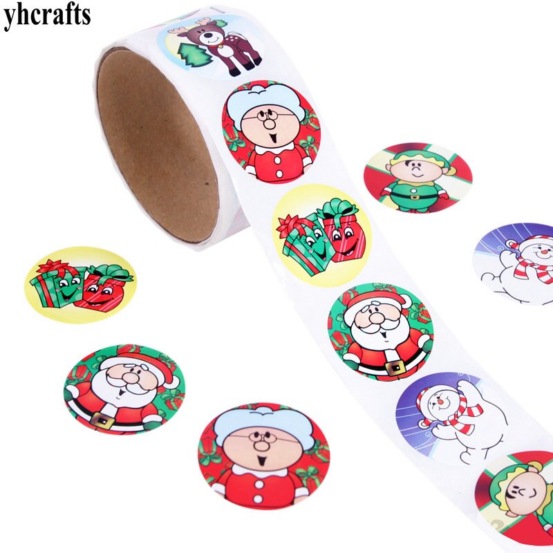 1 Roll(100PCS)/LOT pinguino adesivi di carta Ragazze regali di compleanno Per Bambini fai da te giocattoli Scuola Materna articoli di attività oggetti Decorativi di Favore: 100PCS xmas