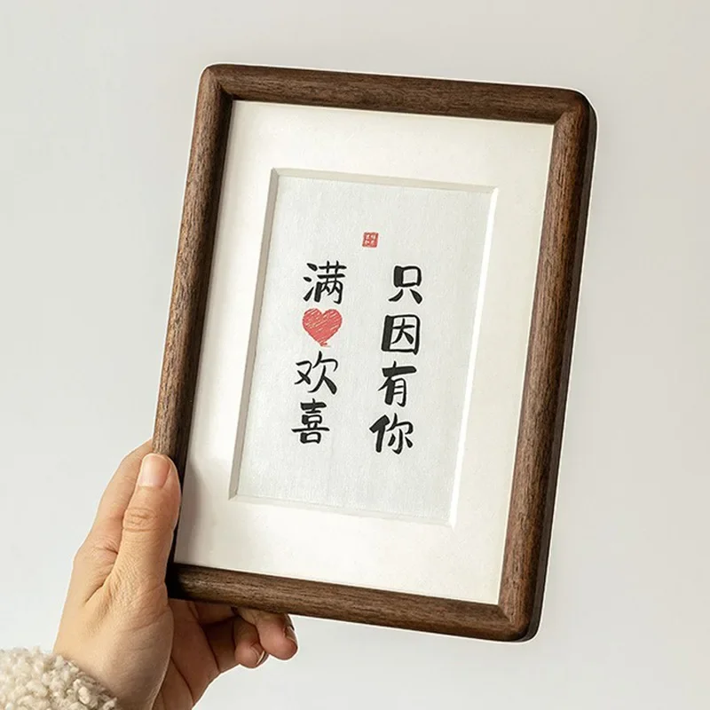 Beautiful Photo Wall,Black Walnut Photo Frame,Real Wooden Round Corner Picture Frames Swing Table/wall-mounted Home Decor