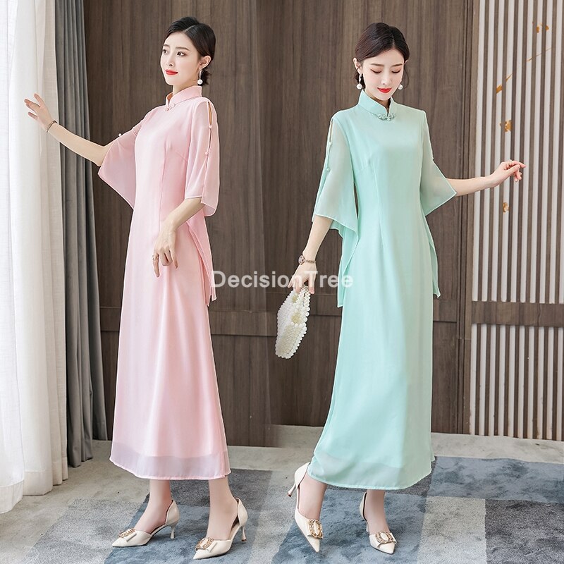 chinese traditional cheongsam women qipao dress satin female party ladies vintage oriental chongsam dress qipao