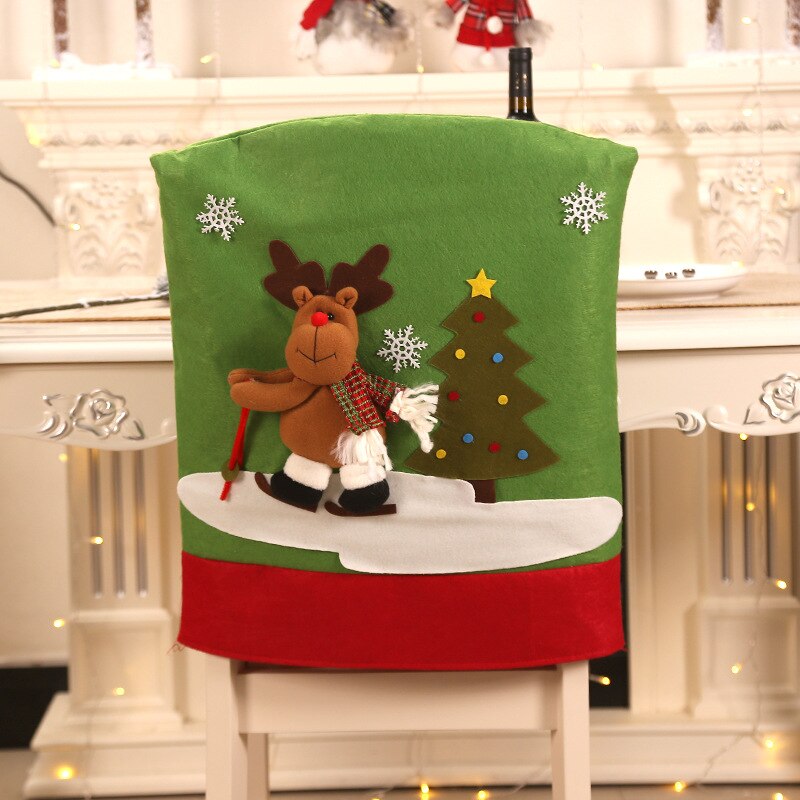 60x50cm Kerst Kerstman Sneeuwpop Herten Stoel Cover Diner Tafel Decoraties voor Huis Stoel Achterkant Decoracion Jaar