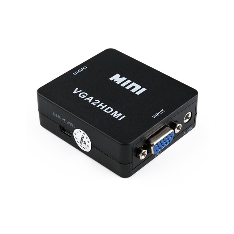 VAORLO 1080P MINI convertitore VGA a HDMI con adattatore Audio VGA2HDMI Video Box per PC Notebook per proiettore HDTV: Black