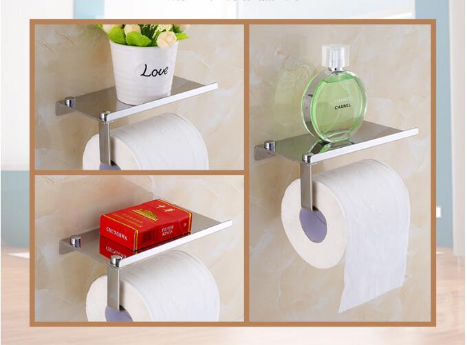 Stainless Steel Bathroom Paper Phone Holder with Shelf Bathroom Mobile Phones Gold Towel Rack Toilet Paper Holder Tissue Boxes