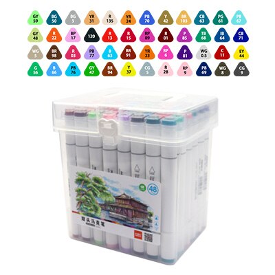 MOKEELO Markers Double Heads Triangle Pen Set 12/18/24/36/48 Colors Painting Marker Student Anime Hand-painted Color Pens 895: 48colors