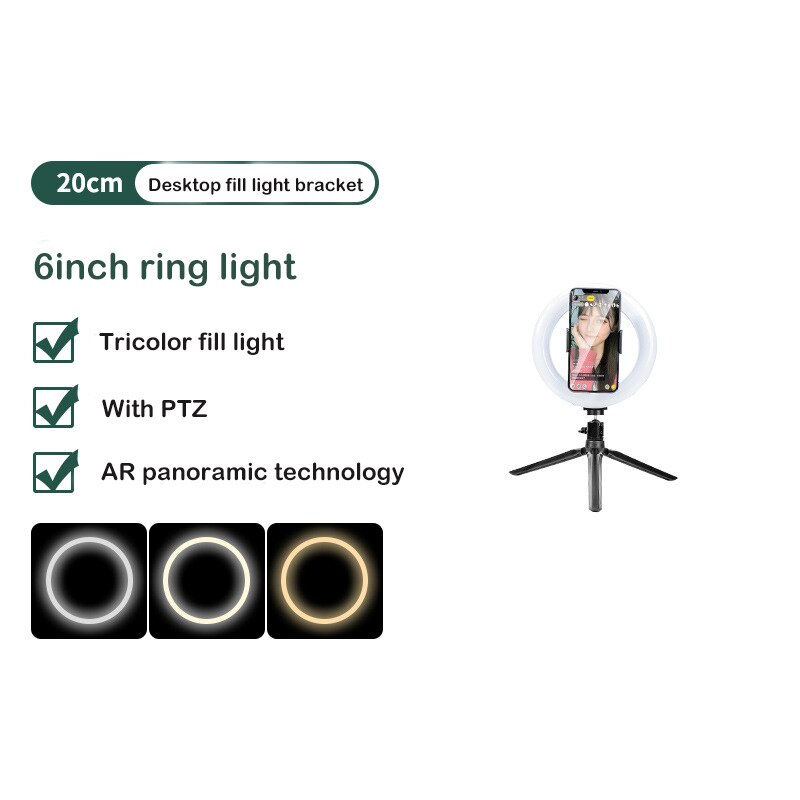 Vlog À Distance Dimmable LED Anneau Lumière macro avec trépied support pour téléphone anneau lumières vidéo Studio Tick Tock Anneau lumière: 20cm  ring light