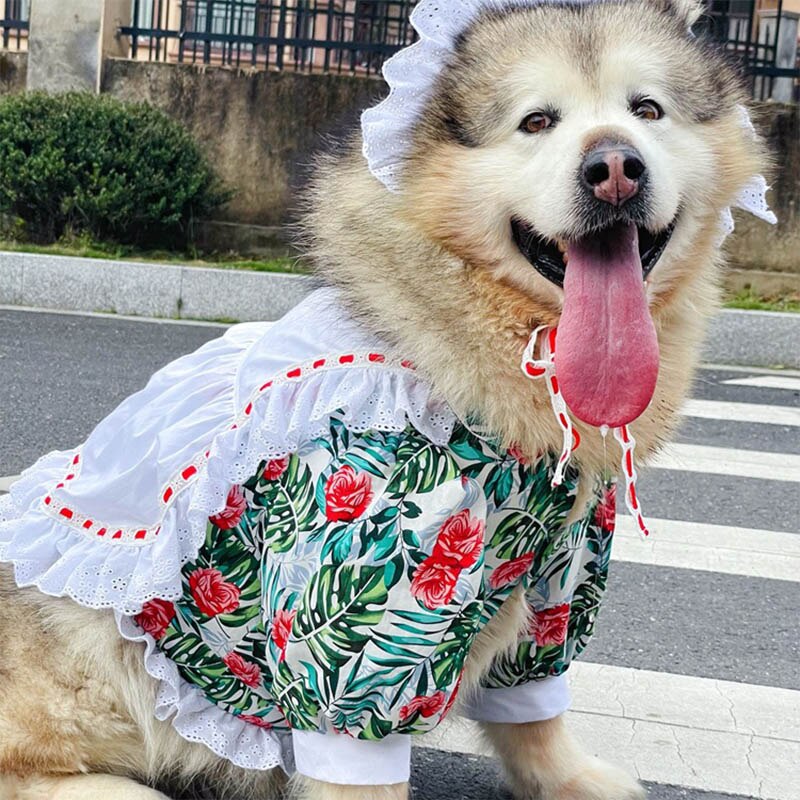 Pet Uniform Accessories Maid Outfit Dog Dress Pet Clothes for Medium Large Dogs Costume Labrador Golden Retriver Large Dog Dress