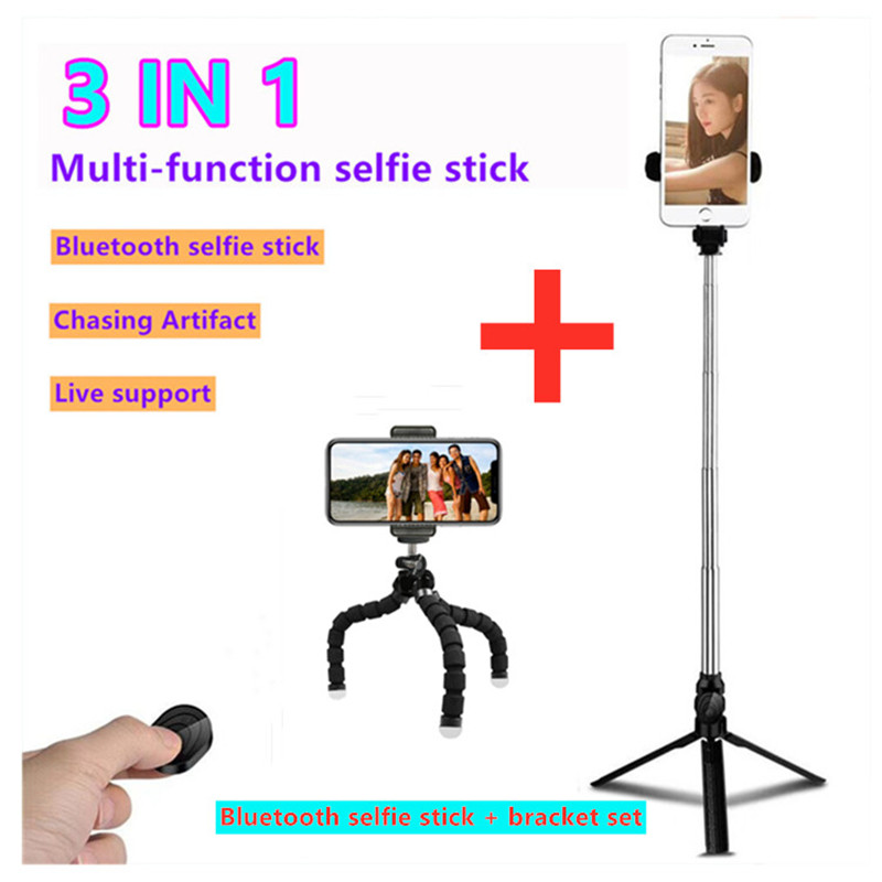 Portable Wireless Bluetooth Selfie Stick 3 in 1 mini Selfie Stick Extendable Handheld foldable tripod With Shutter remote