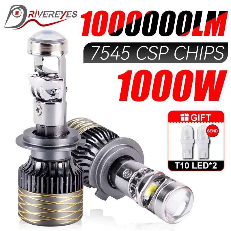 1000W 1000000 LM H7 H4 Canbus Auto Scheinwerfer H11 H8 9005 9006 HB3 HB4 LED Projektor Birne 6000 K Auto Motorrad Mini objektiv