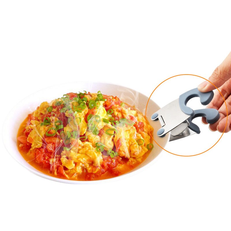 Portable Stainless Steel Pot Clip Side Clips Practical Heat Resistant Spoon Clip Pot Tongs Rubber Grip Kitchen Gadgets