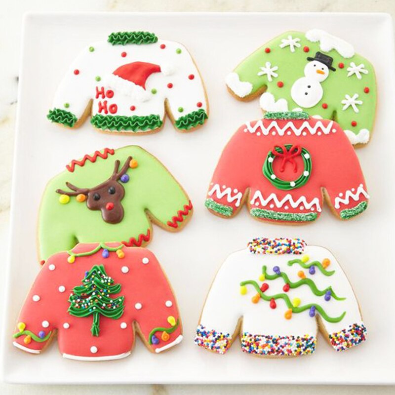 KENIAO Kerst Cookie Cutter Set-3 PC-Sneeuwpop, Sneeuwvlok, trui-Biscuit en Fondant Snijders-Rvs