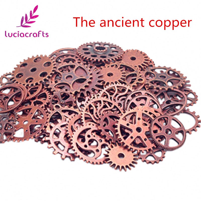 50g/lot Mixed Sizes Mechanical Gears Metal Jewelry Accessories Material DIY Retro Pendant G1003: The ancinet Copper