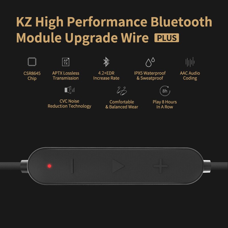 KZ ZSN/ZSN Pro/ZS10 Pro/AS16 módulo Aptx impermeable Bluetooth 4,2 Cable de actualización inalámbrica Cable Original Auriculares auriculares