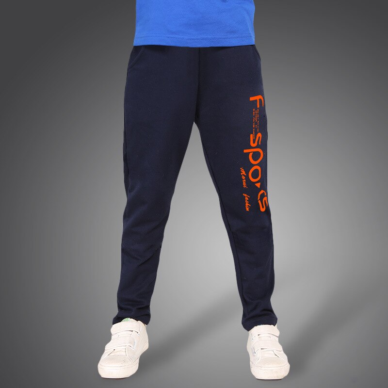 Brand Kids Jongens Broek Brief Afdrukken Katoenen Broek Kinderen Sport Broek Casual Kids Kleding Blauw Geel Grijs: NAVY BLUE boys pants / 8T