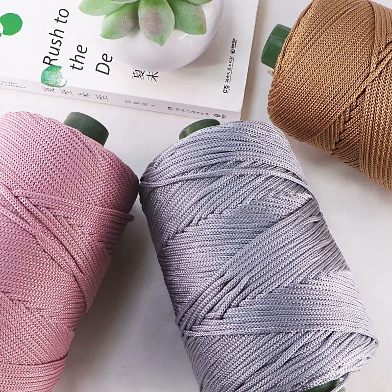 Cordón de algodón de colores de 3mm, cuerda tejida trenzada, hilo hueco, artesanía decorativa, bolso hecho a mano, accesorios para cinturón con cordón