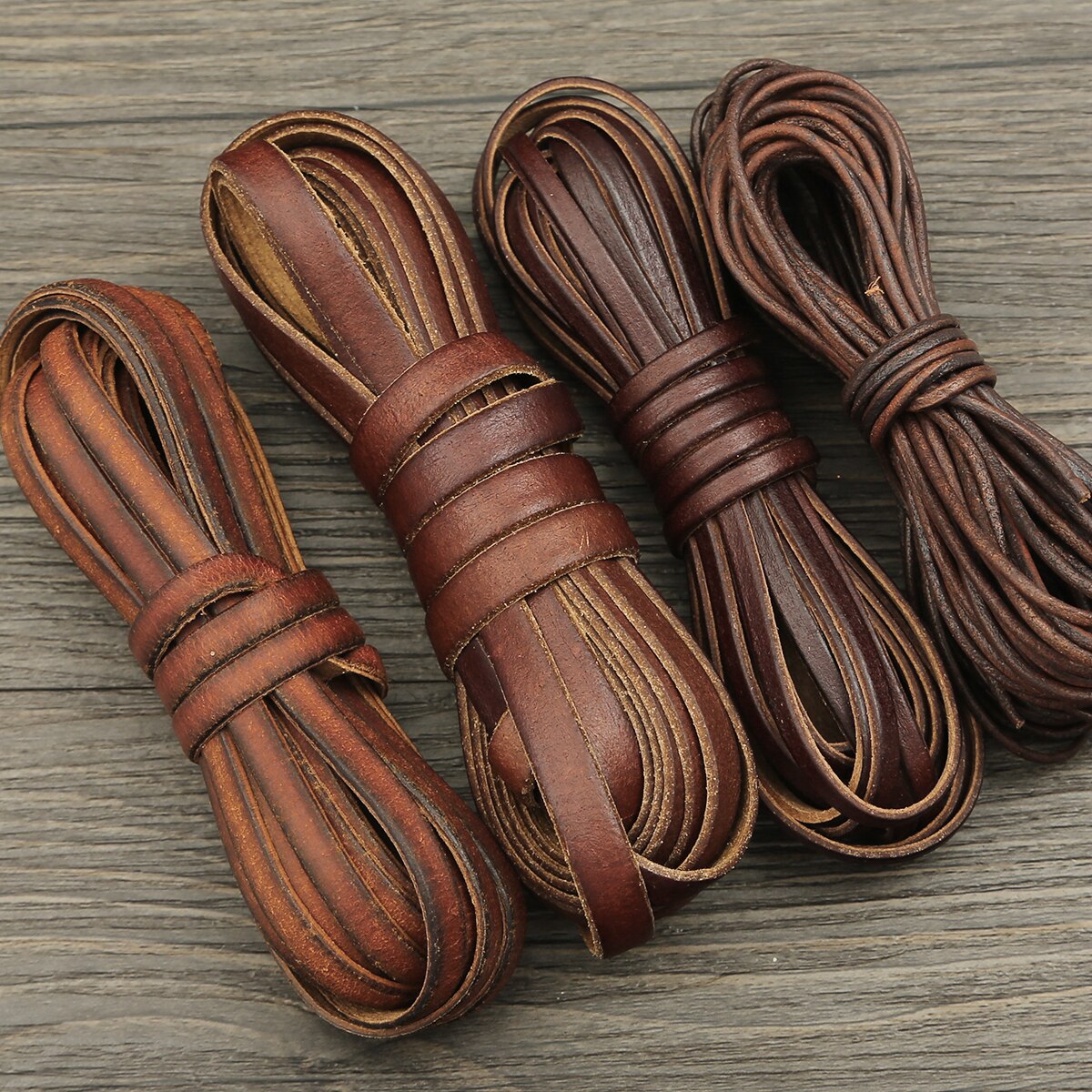 2m 3/4/5/6/8/10MM Vintage Cowhide Leather Cord Strip Round/Flat Rope String DIY Bracelet Necklace Braided Craft Jewelry Making