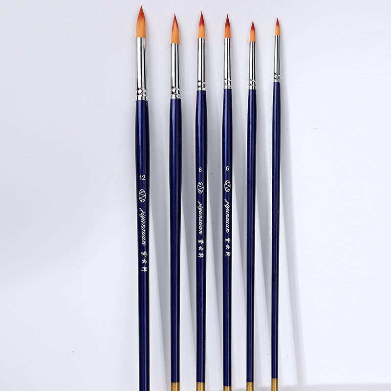 6 Piece Miniature Paintbrush Set - Fine Detail Art & Model Tools - Nylon Hair, Wood Handle