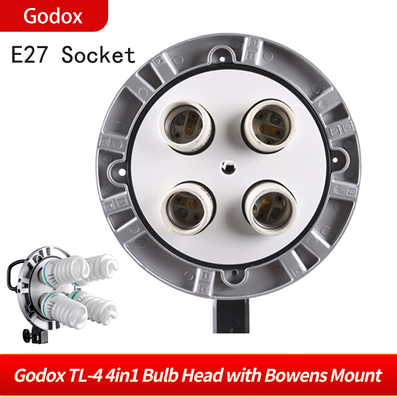 Studio Photo Godox TL-4 4in1 E27 douille tricolore ampoule lampe tête lumière continue pour Bowen Mount multi-support photographie