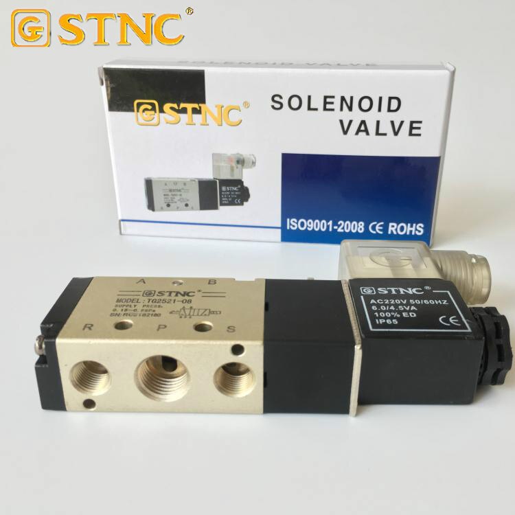 1/4" 2 Position 5 Port STNC Air Solenoid Valves TG2521-08) Pneumatic Control Valve , 12v 24v 110v 220v