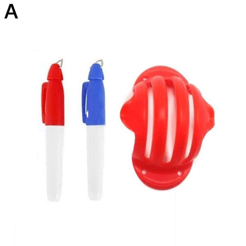 Golf Ball Triple Track ERC Chrome Soft 3 Line Marker Stencil + 2 Pen Golf Putting Positioning Aids Golf Ball Marker Outdoor Tool: Red