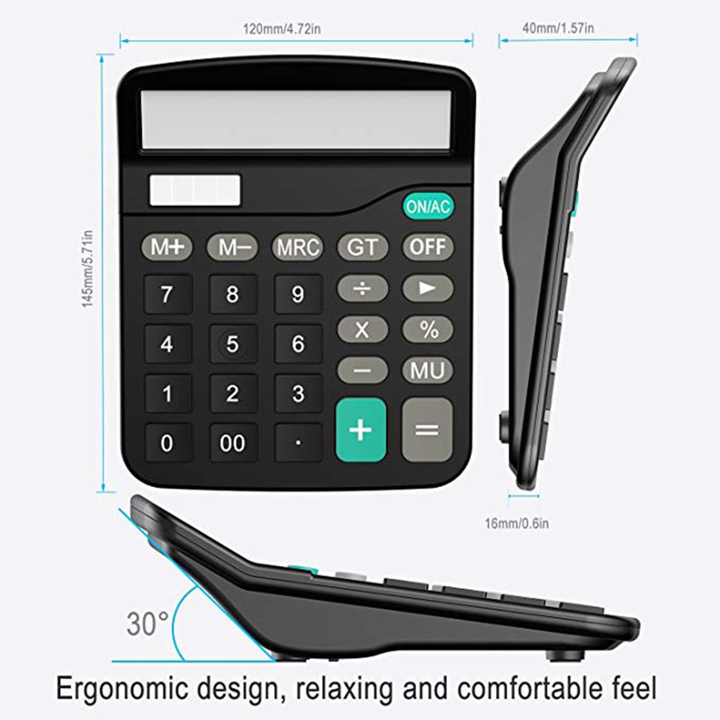 Kantoor Financiën Rekenmachine Calculat Plastic Solar Computer Business Finance Kantoor Rekenmachine 12-Bit Desktop Rekenmachine Kantoor