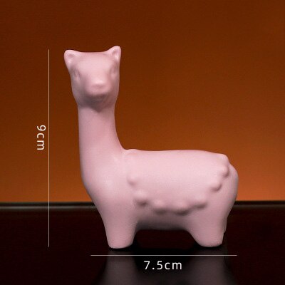 Moderne harpiks dyredekorationer bord fe have miniature figurer enhjørning flamingo jule hjemmedekoration tilbehør: Alpaca pink