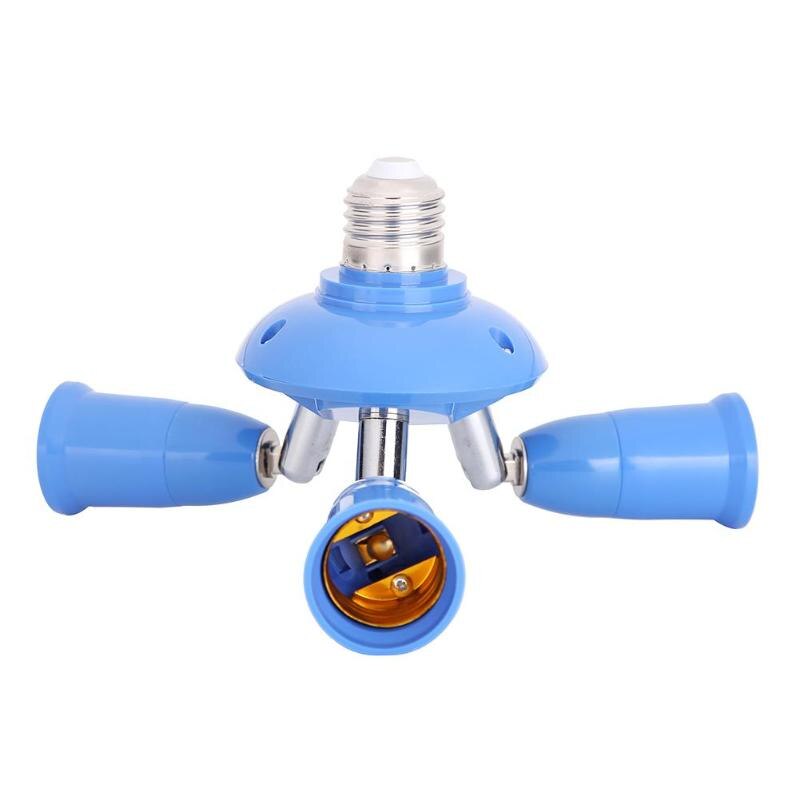 3 In 1 E27 Om E27 Lampvoet Socket Splitter Verstelbare Led-Lamp Adapter Houder Licht Extented Converter: Blauw