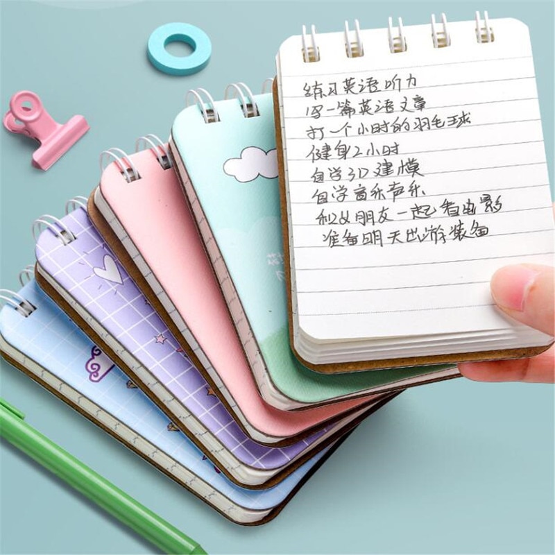 Mini Bloc de notas de bolsillo con tapa para agenda, cuadernos de escritura con espiral abatible, sencilla, original, para oficina y escuela, 4 Uds.