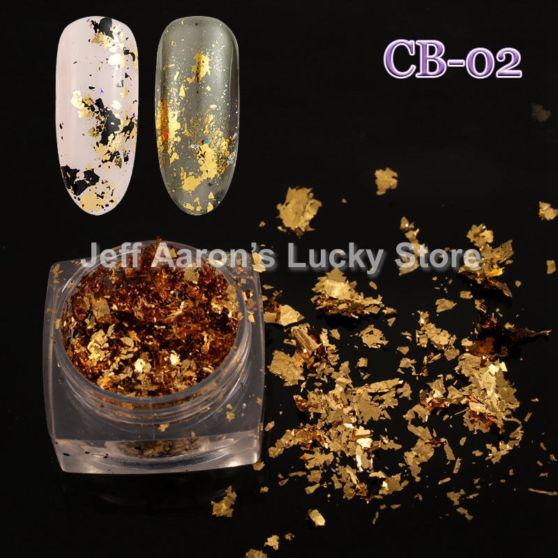 Glitter nagelfolie goud zilver decal pailletten platina papier metaal manicure nagelkunst decoratie benodigdheden gereedschap 10 kleuren beschikbaar: Cb02