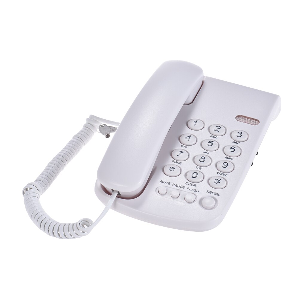 Portable Telefon Corded Telephone Telefone Phone Pause/ Redial/ Flash/ Mute Mechanical Lock Wall Mountable Base Handset: White