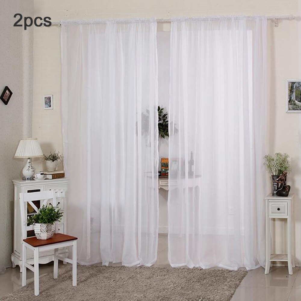 Europe Solid White Curtains For Living Room Kitchen Window Decoration Transparent Tulle Curtains Window Sheer for the Bedroom: White 140X120cm