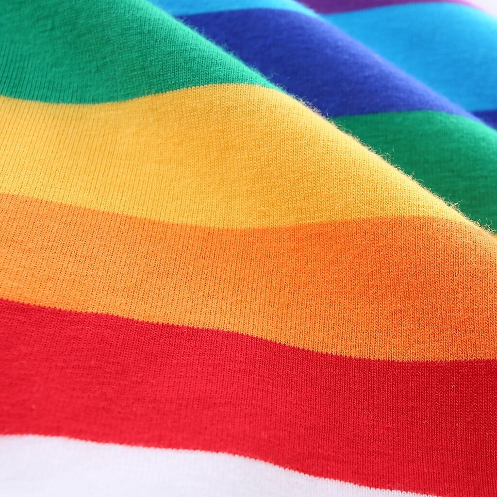 Novo design da criança crianças bebê menina sem mangas arco-íris camiseta listrado roupas roupas melhor venda listrado roupas