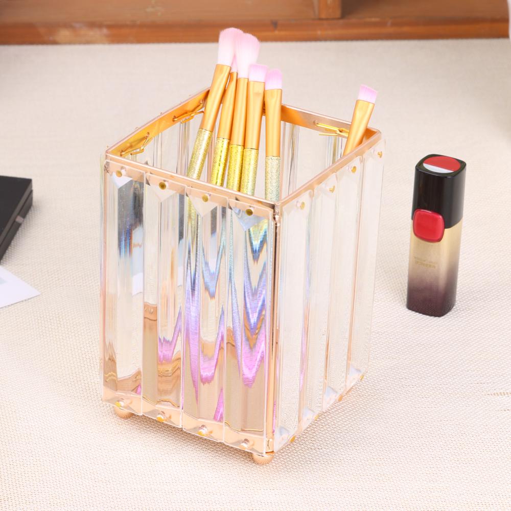 Crystal Makeup Organizer Metal Storage Box European style Eyebrow Pencil Lipstick Holder Makeup Brush Holder Cosmetic Organizer