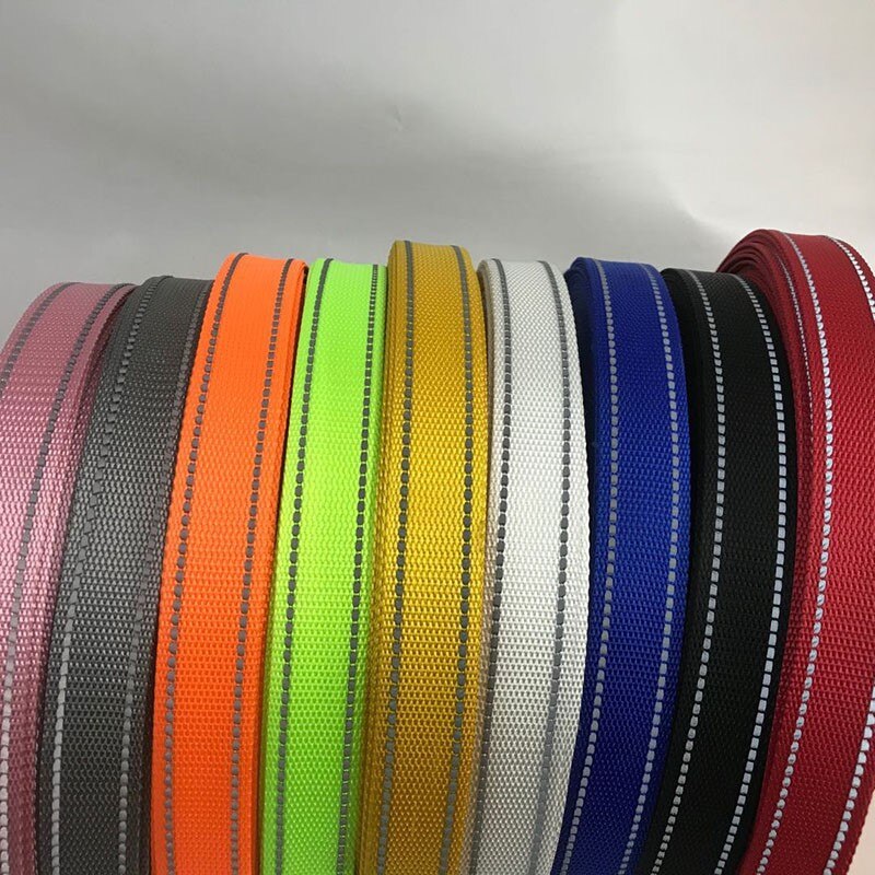 50 Yards 25Mm Reflecterende Singels Naaien Accessoires Rugzak Strapping Riem 1Mm Dikte Huisdier Kraag Diy Polyester Tape