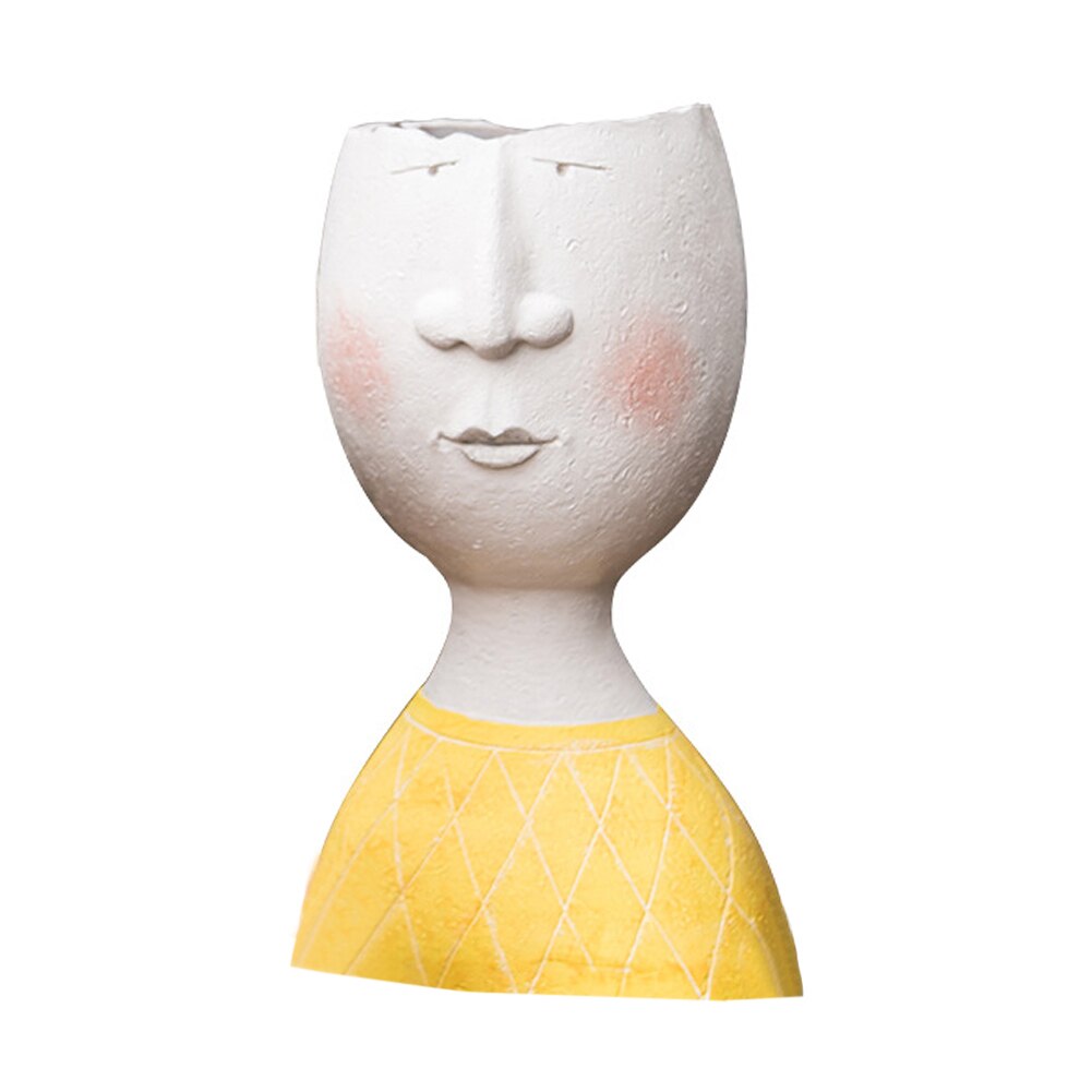Creatieve Bloempot Hars Artistieke Portret Sculptuur Plant Pot Gedroogde Bloemenvaas Tuin Decoratie Voor Kids Pen Houder: style 6