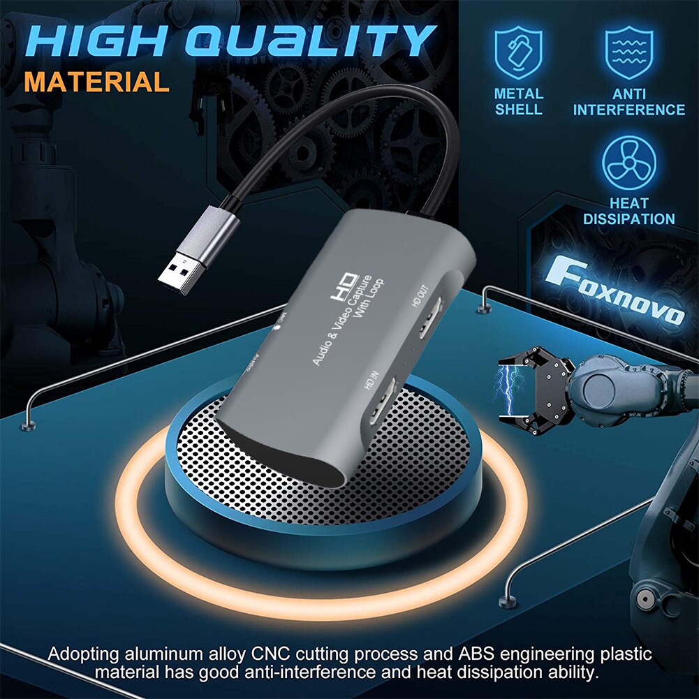 Hdmi-compatible Video Capture Card 4K 1080P 60FPS Game Capture Card with USB 3.0 Game Recorder Dual USB Capture Card