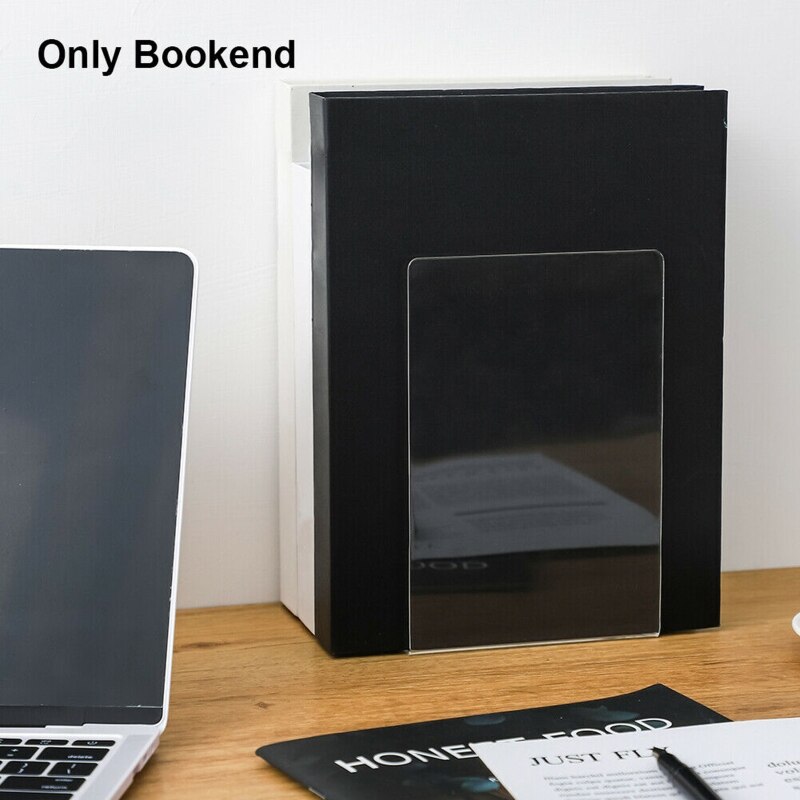 Desktop Organizer Office Stationery Book End Reading L Shape Transparent Acrylic