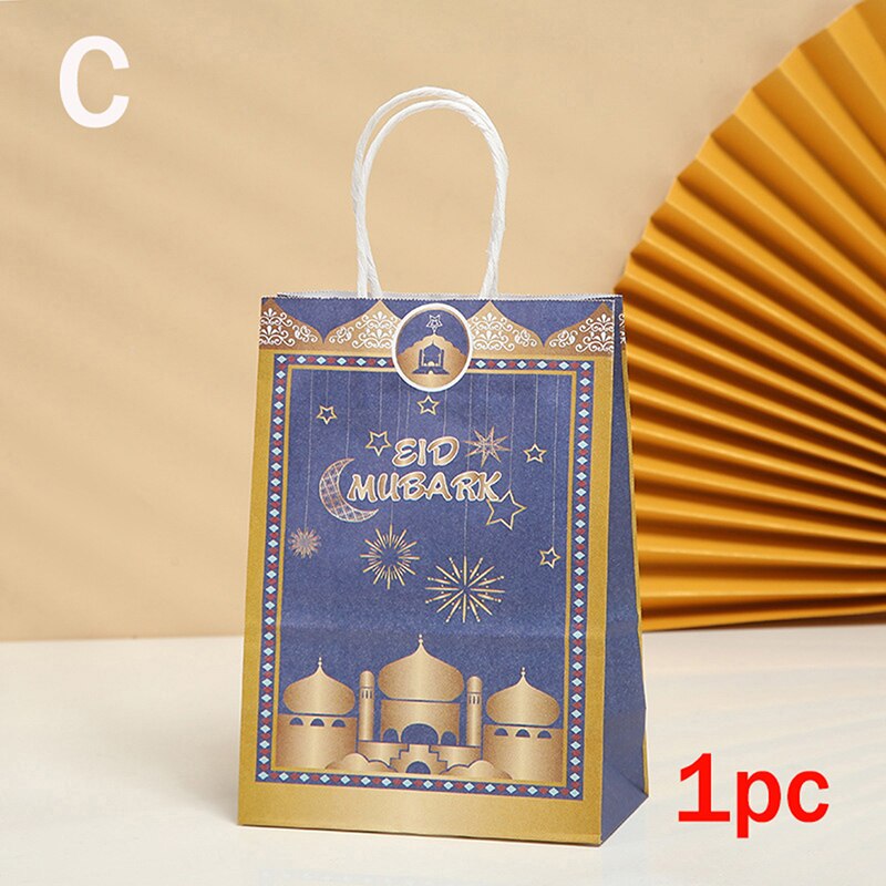 1Pc Wegwerp Bag Eid Mubarak Gelukkig Ramadan Feestartikelen Viering Decoratie Eco-vriendelijke Zakken: Blue