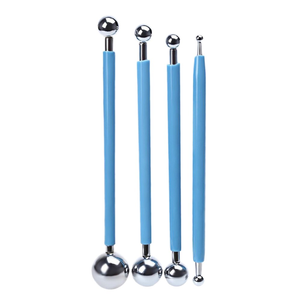 4pcs Metal Ball Fondant Cake Decorating Sugarcraft Gumpaste Flower Modelling Mold DIY Tools