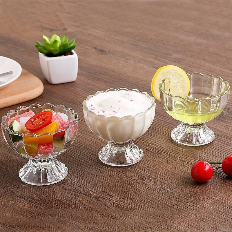 Glas blyfri gennemsigtig dessert juice salat glas mælk te milkshake drikke kop is skål is kop vand kop glas